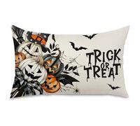 FUYUCHEN Halloween Trick Or Treat Pillow Cover 12x20 Inch Jack O'Lantern Truck Bat Throw Lumbar Pillow Case for Holiday Farmhouse Decoration Sofa Couch
