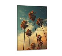 FUYUETTG Abstract Palm Tree Canvas Wall Art, Watercolor Natural Tropical Landscape Painting Print on Textured Canvas, Wall Poster Artwork for Living Room Bedroom Office Decor Frame 12x18inch(30x45cm)