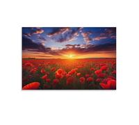FUYUETTG Beautiful Poppy Canvas Wall Art, Modern Red Floral Nature Sunset Painting Print on Textured Canvas, Wall Poster Artwork for Living Room Bedroom Office Decor Unframe 20x30inch(50x75cm)