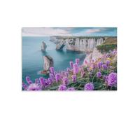 FUYUETTG Coastal Cliffs Canvas Wall Art, Vintage Rocks Fantasy Blue Ocean Painting Print on Textured Canvas, Wall Poster Artwork for Living Room Bedroom Office Decor Unframe 08x12inch(20x30cm)
