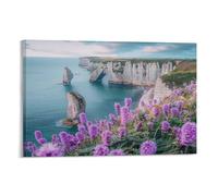 FUYUETTG Coastal Cliffs Canvas Wall Art, Vintage Rocks Fantasy Blue Ocean Painting Print on Textured Canvas, Wall Poster Artwork for Living Room Bedroom Office Decor Frame 08x12inch(20x30cm)