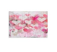 FUYUETTG Colorful Love Hearts Canvas Wall Art, Graffiti Style Pictures Vintage Painting Print on Textured Canvas, Wall Poster Artwork for Living Room Bedroom Office Decor UnFrame 16x24inch(40x60cm)