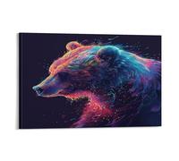 FUYUETTG Colourful Bear Canvas Wall Art, Cute Nature Fantasy Animal Painting Print on Textured Canvas, Wall Poster Artwork for Living Room Bedroom Office Decor Frame 08x12inch(20x30cm)