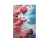 FUYUETTG Fantasy Ocean Canvas Wall Art, Abstract Rocks Blue Water View Painting Print on Textured Canvas, Wall Poster Artwork for Living Room Bedroom Office Decor Unframe 12x18inch(30x45cm)