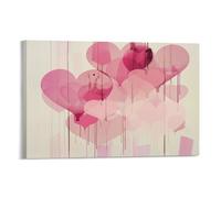 FUYUETTG Graffiti Heart Canvas Wall Art, Pink Watercolor Retro Pictures Painting Print on Textured Canvas, Wall Poster Artwork for Living Room Bedroom Office Decor Frame 16x24inch(40x60cm)