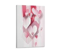 FUYUETTG Love Hearts Pattern Canvas Wall Art, Watercolor Pictures Romantic Painting Print on Textured Canvas, Wall Poster Artwork for Living Room Bedroom Office Decor Frame 08x12inch(20x30cm)
