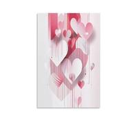 FUYUETTG Love Hearts Pattern Canvas Wall Art, Watercolor Pictures Romantic Painting Print on Textured Canvas, Wall Poster Artwork for Living Room Bedroom Office Decor Unframe 08x12inch(20x30cm)