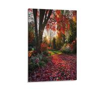FUYUETTG Modern Maple Tree Canvas Wall Art, Sunlight Floral Natural Leaves Painting Print on Textured Canvas, Wall Poster Artwork for Living Room Bedroom Office Decor Frame 12x18inch(30x45cm)