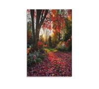 FUYUETTG Modern Maple Tree Canvas Wall Art, Sunlight Floral Natural Leaves Painting Print on Textured Canvas, Wall Poster Artwork for Living Room Bedroom Office Decor Unframe 12x18inch(30x45cm)