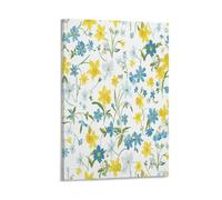 FUYUETTG Modern Natural Daffodils Canvas Wall Art, Colorful Floral Plant Painting Print on Textured Canvas, Wall Poster Artwork for Living Room Bedroom Office Decor Frame 20x30inch(50x75cm)