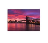 FUYUETTG Rustic City Bridge Canvas Wall Art, Romantic Modern Urban Landscape Painting Print on Textured Canvas, Wall Poster Artwork for Living Room Bedroom Office Decor Unframe 20x30inch(50x75cm)