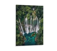 FUYUETTG Rustic Waterfall Canvas Wall Art, Vintage Forest Beautiful Landscape Painting Print on Textured Canvas, Wall Poster Artwork for Living Room Bedroom Office Decor Frame 08x12inch(20x30cm)