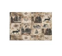 FUYUETTG Vintage Deer Canvas Wall Art, Rustic Forest Lodge Nature Animals Painting Print on Textured Canvas, Wall Poster Artwork for Living Room Bedroom Office Decor Unframe 20x30inch(50x75cm)