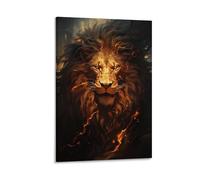 FUYUETTG Vintage Lion Canvas Wall Art, Abstract Nature Animal Painting Print on Textured Canvas, Wall Poster Artwork for Living Room Bedroom Office Decor Frame 12x18inch(30x45cm)