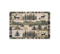 FUYUETTG Watercolor Deer Canvas Wall Art, Forest Lodge Animals Landscape Painting Print on Textured Canvas, Wall Poster Artwork for Living Room Bedroom Office Decor Unframe 24x36inch(60x90cm)
