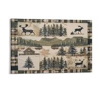 FUYUETTG Watercolor Deer Canvas Wall Art, Forest Lodge Animals Landscape Painting Print on Textured Canvas, Wall Poster Artwork for Living Room Bedroom Office Decor Frame 16x24inch(40x60cm)