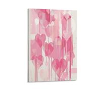 FUYUETTG Watercolor Love Hearts Canvas Wall Art, Abstract Pink Pictures Painting Print on Textured Canvas, Wall Poster Artwork for Living Room Bedroom Office Decor Frame 08x12inch(20x30cm)