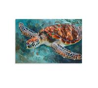 FUYUETTG Watercolor Sea Turtle Canvas Wall Art, Abstract Ocean Nature Animals Painting Print on Textured Canvas, Wall Poster Artwork for Living Room Bedroom Office Decor Unframe 08x12inch(20x30cm)