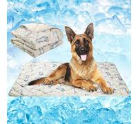 Fuz Bigaza Dog Cooling Mat, Pet Washable Non-Toxic Summer Dogs Cats Cooling Pads Sleeping Kennel Mats Cool Ice Blanket for Indoor & Outdoor Dog Beach Essentials Brown Large