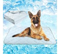 Fuz Bigaza Dog Cooling Mat, Pet Washable Non-Toxic Summer Dogs Cats Cooling Pads Sleeping Kennel Mats Cool Ice Blanket for Indoor & Outdoor Dog Beach Essentials Gray Large