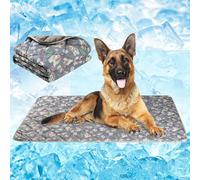 Fuz Bigaza Dog Cooling Mat, Pet Washable Non-Toxic Summer Dogs Cats Cooling Pads Sleeping Kennel Mats Cool Ice Blanket for Indoor & Outdoor Dog Beach Essentials Gray Small