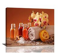Fuzawet Bathroom Decor Wall Art Orange Bathroom Wall Decor Floral Towel Bath Salt Orange Essential Oil Pictures Canvas Relax Calm Painting Prints Modern Artwork Framed Home Bedroom Decoration 20x16''