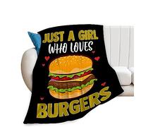 Fuzawet Burgers Blanket Food Hamburger Fleece Throw Blanket Super Soft Warm Cozy Fuzzy Plush Blanket Gifts for Girls Boys Kids Bed Decor 40"X50"