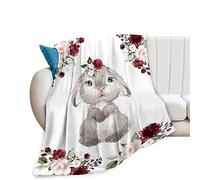 Fuzawet Cute Rabbit Blanket Bunny Fleece Throw Blanket Gifts for Women Girls Super Soft Cozy Animal Plush Bedding Decor Blanket for Baby Kids Adults Bed 40"x50"
