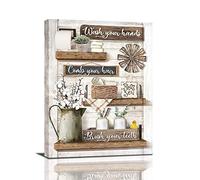 Fuzawet Farmhouse Bathroom Decor Wall Art Rustic Bathroom Pictures Canvas Print Country Bathroom Rules Signs Painting Artwork Modern Bathroom Decoration Framed 12x16in