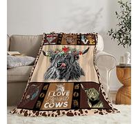 Fuzawet Highland Cow Throw Blanket Gifts for Women Adults Highland Cattle Animal Print Ultra Soft Cozy Plush Fleece Warm Lightweight Living Room Couch Bed Dorm Chair Sofa Decor 60''X80''