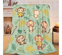 Fuzawet Monkey Blanket Cute Cartoon Monkey Throw Blanket Gifts for Monkey Lovers Girls Boys Kids Women Men Adults Super Soft Cozy Plush Fluffy Fuzzy Fleece Blanket Home Decor 40''X50''