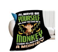Fuzawet Monkey Blanket Super Soft Cozy Banana Fleece Throw Lightweight Animal Plush Bedding Stuff Gifts for Men Women Kids Girls Boys Bed Decor 40''X50''