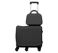 Fuzeiuo Kids Ride-On Luggage with Carry-On Suitcase, 20 Inch Hardshell Travel Case with 6 Spinner Wheels, Ergonomic Scooter Suitcase for Children, Retractable Handle for Easy Travel Black B