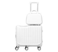 Fuzeiuo Kids Ride-On Luggage with Carry-On Suitcase, 20 Inch Hardshell Travel Case with 6 Spinner Wheels, Ergonomic Scooter Suitcase for Children, Retractable Handle for Easy Travel White B