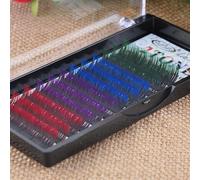 FUZHAN 0.1mm Two-Tone Segmented False Eyelashes - A Must-Have for Creative Makeup (Black and Green/Blue/Purple/Red, C Curl, 11mm)