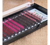 FUZHAN 0.1mm Two-Tone Segmented False Eyelashes - A Must-Have for Creative Makeup (Black and Pink/Brown/Rose Red/Auburn, D Curl, 14mm)