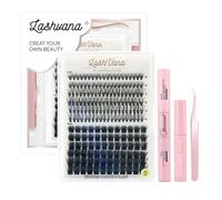 FUZHAN 12-Row Cluster Lash Extension Kit - DIY Lash Segments with Tweezers, Glue & Remover, Reusable False Eyelashes for Home Use (20D+56D)