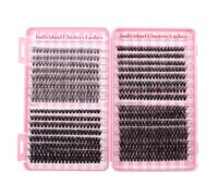 FUZHAN 640PCS DIY Cluster Lash Extension Kit 9-16mm - Natural & Volume D Curl Individual Lashes with 2-in-1 Glue Pen, Remover Pen & Tweezer (DIY-JMS011)