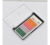 FUZHAN Colored Flat Lash Extensions 0.125mm- Mixed Green, Pink, Silver, and Orange Lashes for Unique Eye Looks - Lightweight & Soft (J Curl, 10mm)