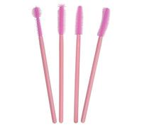 FUZHAN Disposable Silicone Mascara Wands - 50PCS Eyelash Brushes with Soft Silicone Heads - Black, Pink, Magenta, Purple, Orange (all-pink, Pineapple shapes)