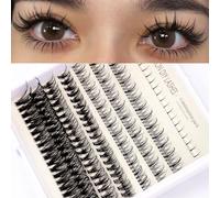 FUZHAN DIY Cluster Lash Extension Kit - Soft Natural Doll-Eye Individual Lashes with 2-in-1 Glue Pen & Tweezer (DIY-set8-003)