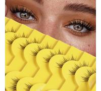FUZHAN Half False Eyelashes 10 Pairs - Handmade Natural Half Lashes, Wispy & Lightweight, Elongated Outer Corners for Daily Eye Makeup (DD15-2)