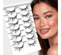 FUZHAN Halloween False Eyelashes 7 Pairs - Gothic Castle & Trick Ghost Cutout Lashes, Magic Girl Fancy Dress Eyelashes for Halloween Costume, Cosplay & Party Makeup (A-2)