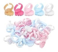 FUZHAN Heart-Shaped Glue Rings for Eyelash Extensions - 100PCS Disposable V-Shaped Adhesive Cups - Double Slot Design for Lash Glue, Flexible Ring Holder - Mixed & Solid Colours Available (White)