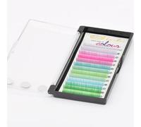 FUZHAN Vivid Color False Eyelashes,0.10mm Rainbow Colorful/Multicolor Natural Individual/Single False Eyelashes Extension for Party and Special Occassions (D Curl, 10mm)