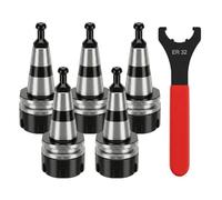 FUZIDDN ISO30 ER32-50L Balance Collet Chuck Set G2.5 30000RPM 5-Pack Compatible with CNC Router Milling Machine to Deliver Vibration-Free High Precision Metal Machining with Pull Studs and Wrench