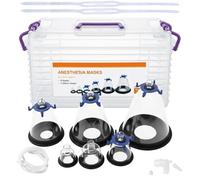 Fuziddn Pet Veterinary Anesthesia Mask Set - 6 Full Sizes Set for Hamster to Medium Dog, Clear View Component with Universal Connector for Stable Connection, Meets OEM Specs