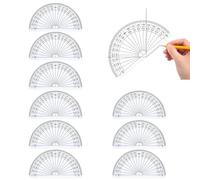 FUZVOL 10 PCS Plastic Protractors 180 Degree Protractor for Students Teachers Office School Drafting and Measuring Math Tool for Angle Measurement with Semicircle