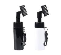 FUZVOL 2 Pack Golf Club Brush Groove Cleaner with Built in Water Spray and Hook,Golf Cleaning for Ball Wet Scrub,Golf Extrusion Bottle (Black & White) (F-E-QGQJS01)