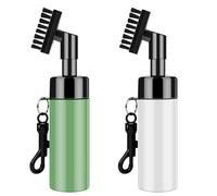 FUZVOL 2 Pack Golf Club Brush Groove Cleaner with Built in Water Spray and Hook,Golf Groove Cleaning Brush for Golf Ball Club Wet Scrub,Golf Ball Cleaner with Extrusion Water Bottle Green & White
